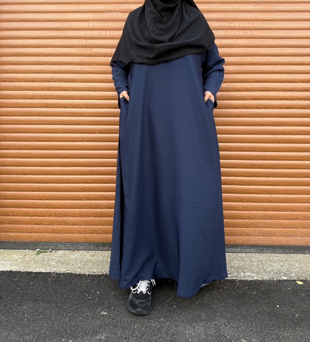 Plain Nida Abaya with Two Pockets – Black, Slate Grey & Blue